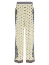 Etro Silk Blend Palazzo Pants With Jacquard Roses In White