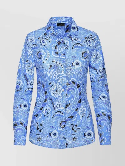 ETRO SILK BLEND SHIRT WITH CUFF SLEEVES AND ALL-OVER PRINT