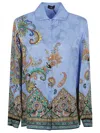 Etro All-over Signature Print Long-sleeved Shirt In Blue