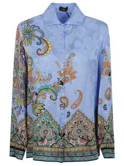 ETRO ETRO SILK BLEND SHIRT WITH JACQUARD ROSE