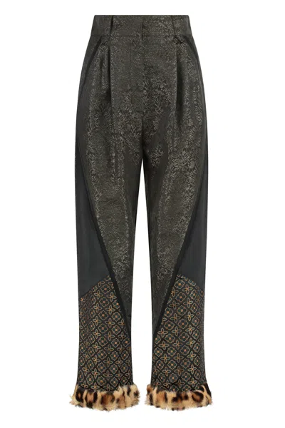 Etro Patterned-cuff Trousers In Green