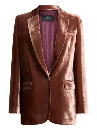 Etro Silk-blend Velvet Straight-cut Blazer