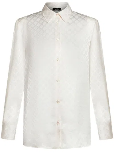 Etro Silk-blend White Shirt With Classic Collar