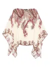 Etro , Silk Poncho Top With Placed Print, Woman, Multicolour In Multi