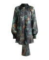 Etro Daffodil-motif High-neck Blouse In Green