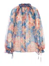 Etro Ruffled Button-front Silk Blouse In Multi