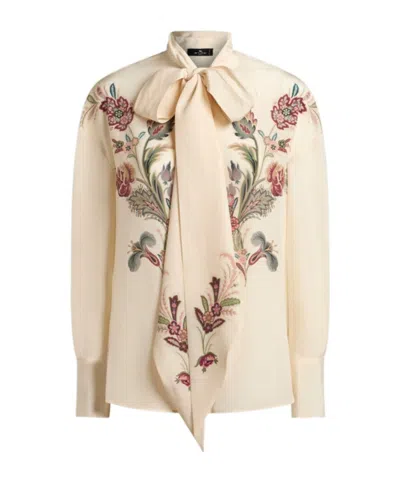 ETRO SILK BLOUSE WITH PLACED PRINT