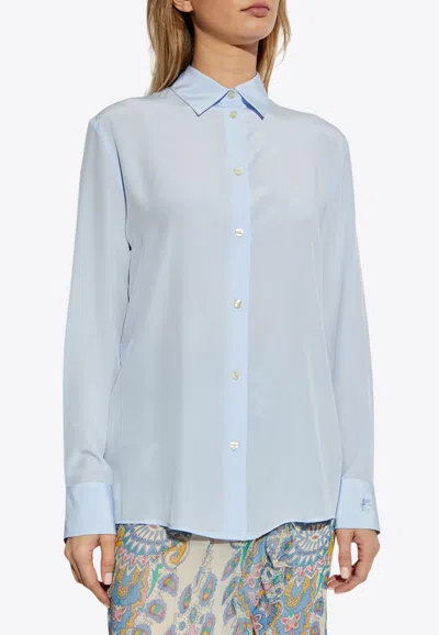 Etro Silk Buttoned Shirt In Light Blue