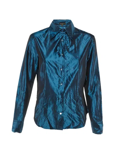 Pre-owned Etro Silk Button-front Shirt In Blue