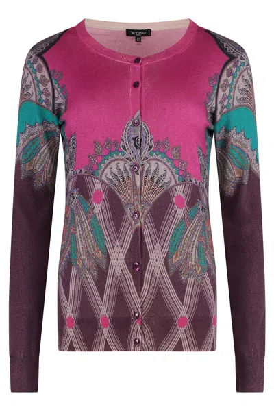 Etro Silk-cashmere Blend Cardigan In Multi