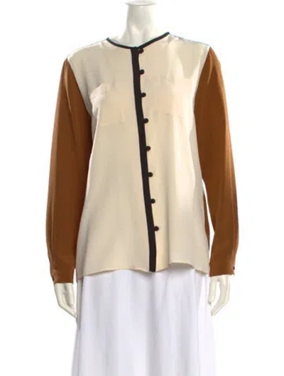 Pre-owned Etro Silk Colorblock Pattern Blouse In Neutral