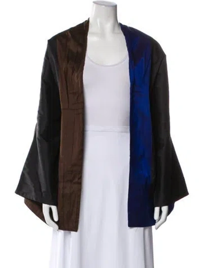 Pre-owned Etro Silk Colorblock Pattern Jacket In Blue
