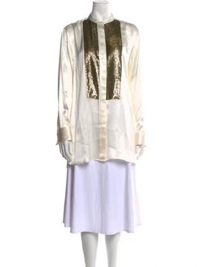 Pre-owned Etro Silk Colorblock Pattern Tunic In Neutral