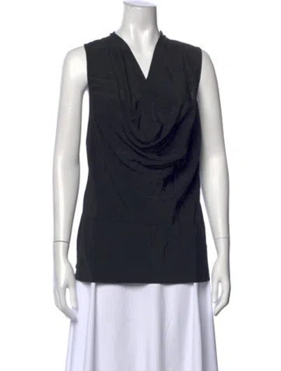 Pre-owned Etro Silk Cowl Neck Blouse In Black
