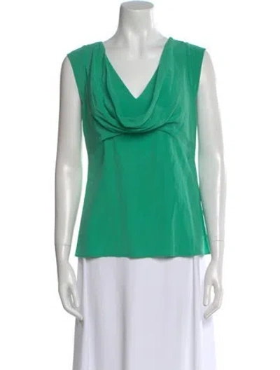 Pre-owned Etro Silk Cowl Neck Top In Green