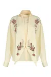 Etro Silk Blouse With Placed Print In Neutral