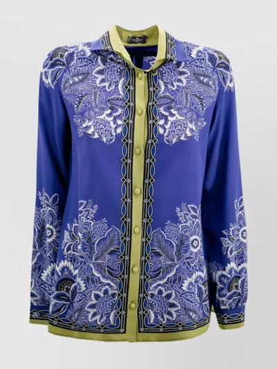 Etro Silk Crepe De Chine Mandarin Collar Shirt