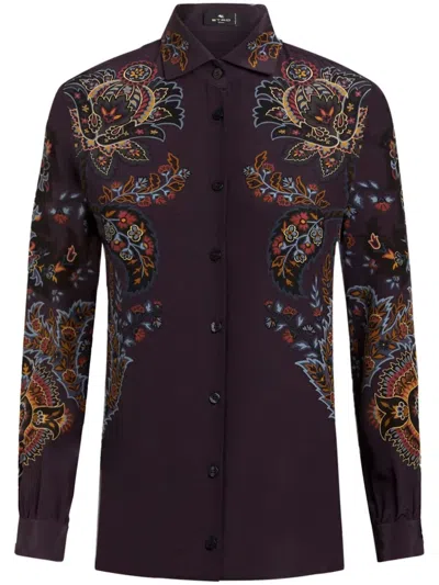 Etro Paisley-print Silk Shirt In Black  
