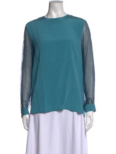 Pre-owned Etro Silk Crew Neck Blouse In Blue