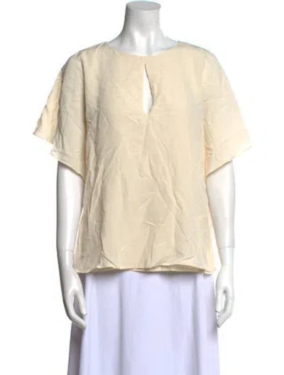 Pre-owned Etro Silk Crew Neck Blouse In Neutral