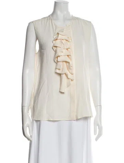 Pre-owned Etro Silk Crew Neck Blouse In Neutral