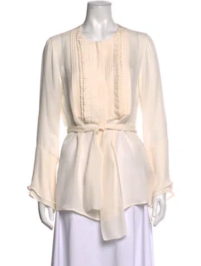 Pre-owned Etro Silk Crew Neck Blouse In Neutrals