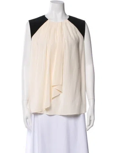 Pre-owned Etro Silk Crew Neck Blouse In White