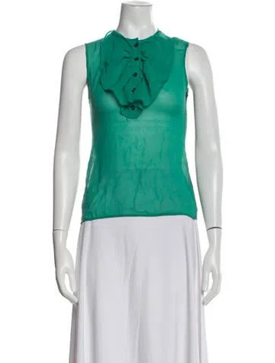 Pre-owned Etro Silk Crew Neck Top In Green