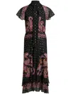 Etro Paisley-print Neck-tie Plisse Georgette Midi Dress In Black
