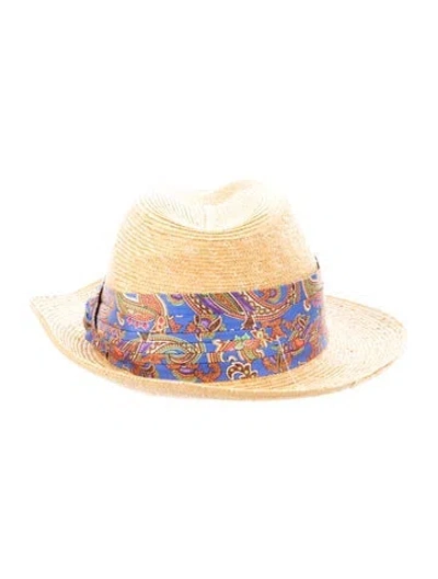 Pre-owned Etro Silk Fedora Hat In Neutrals
