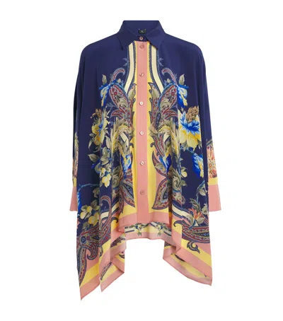 Etro Silk Floral Asymmetric Shirt