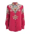 Etro Silk Shirt With Placed Print In Red