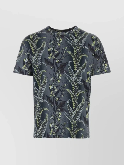 Etro Silk Floral Crew T-shirt In Gray