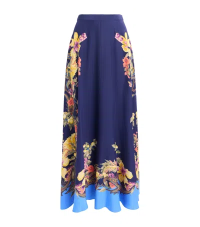 Etro Silk Floral Paisley Print Maxi Skirt