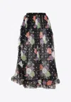 Etro Silk Skirt With Floral And Polka Dot Accents In Black