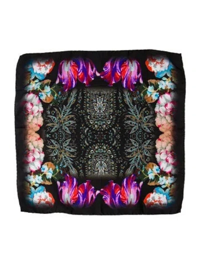 Pre-owned Etro Silk Floral Print Bandana In Black