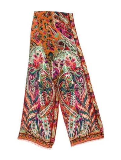 Pre-owned Etro Silk Floral Print Bandeau In Orange