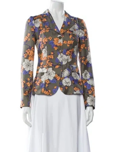 Pre-owned Etro Silk Floral Print Blazer In Brown