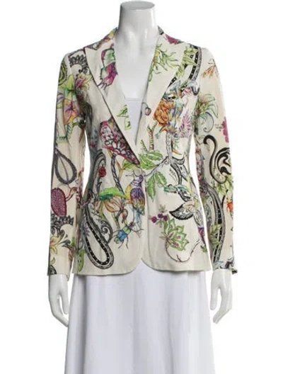 Pre-owned Etro Silk Floral Print Blazer In Green/purple/white