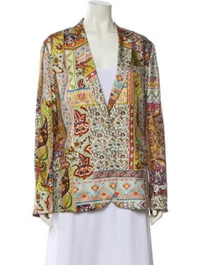 Pre-owned Etro Silk Floral Print Blazer In Multi