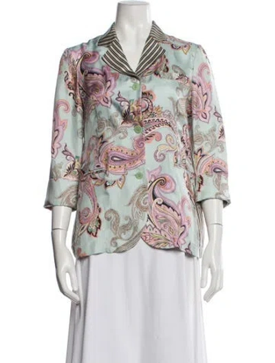 Pre-owned Etro Silk Floral Print Blazer In Pink