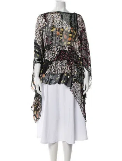 Pre-owned Etro Silk Floral Print Blouse In Black