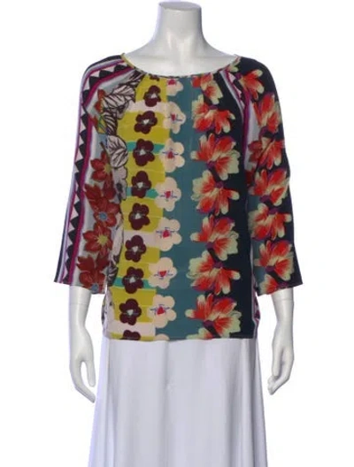 Pre-owned Etro Silk Floral Print Blouse In Multi