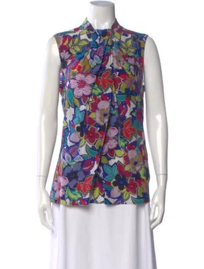 Pre-owned Etro Silk Floral Print Blouse In Multi