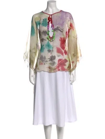 Pre-owned Etro Silk Floral Print Blouse In Multi