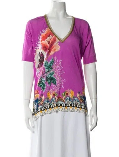Pre-owned Etro Silk Floral Print Blouse In Multi