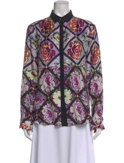Pre-owned Etro Silk Floral Print Blouse In Multi