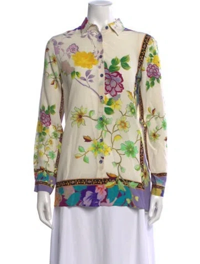 Pre-owned Etro Silk Floral Print Blouse In Multi