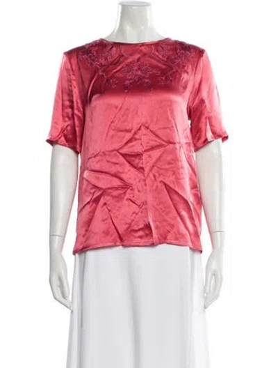 Pre-owned Etro Silk Floral Print Blouse In Pink