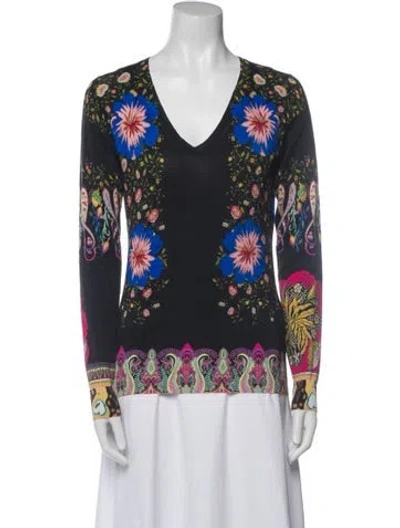 Pre-owned Etro Silk Floral Print Blouse In Pink